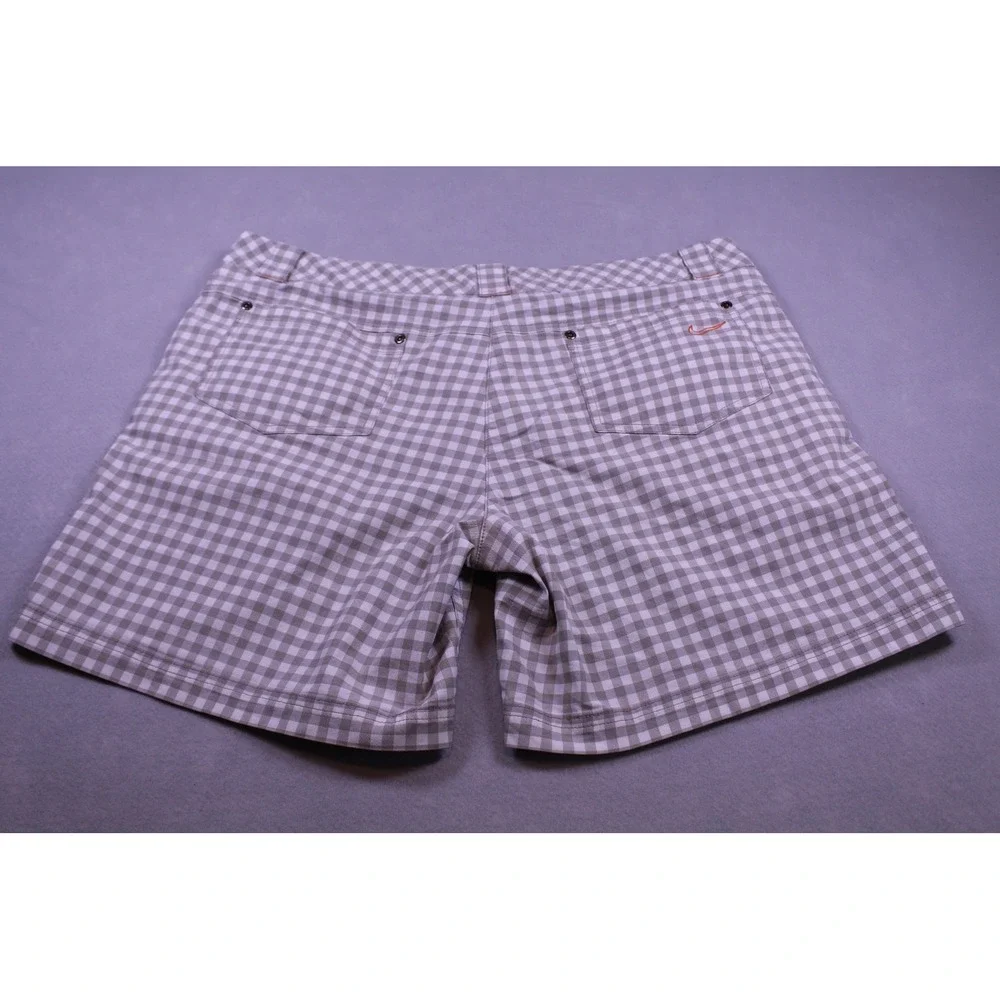 Nike Golf Sport Dri-FIT Gingham Shorts Tan White Womens Size 16 Plaid Check